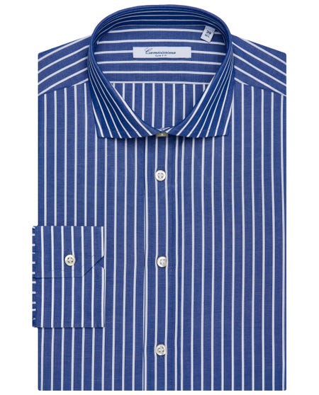 Fancy blue shirt with white stripes francese_0