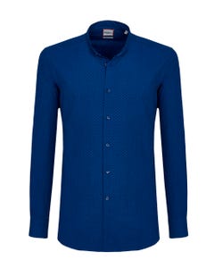 Camicia trendy blu, extra slim collo coreana_0
