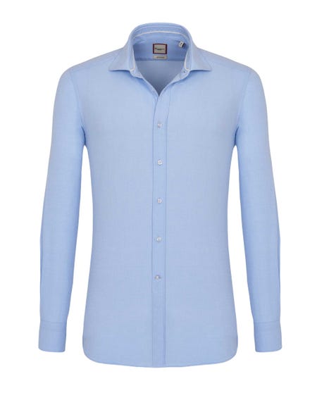 Camicia trendy azzurra con microfantasia francese
