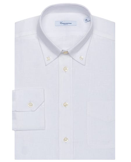 Camicia fancy lino bianca button down button down