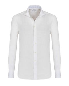 Camicia trendy in lino bianca, slim 103rh- francese