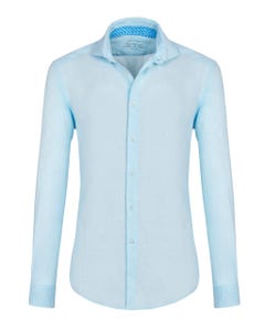 Camisa trendy lino azul teñida, ajuste cómodo slim_0